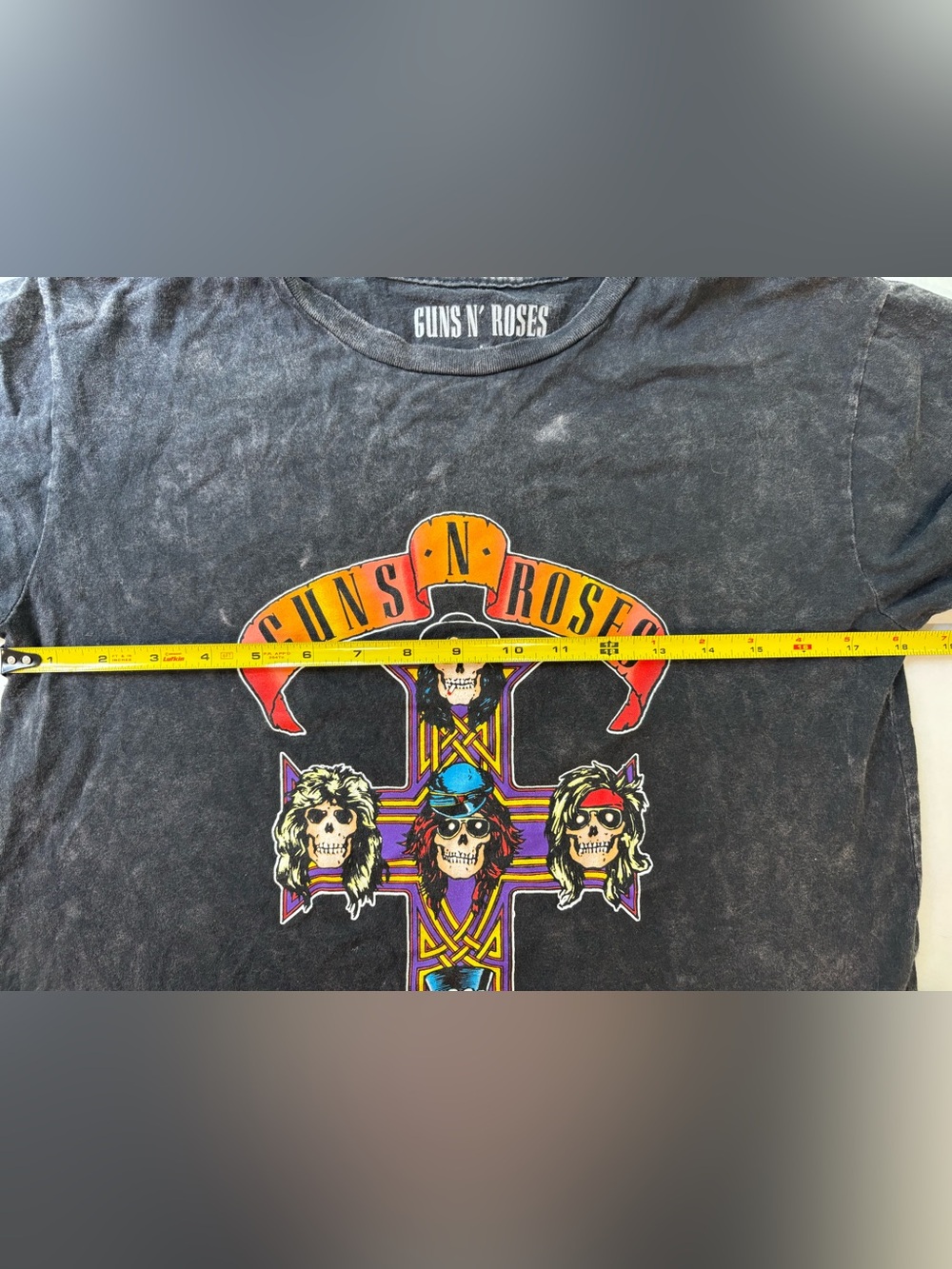 Guns N Roses Graphic Band Tee Acid Wash Black Rock T Shirt Size Large - Picture 7 of 8